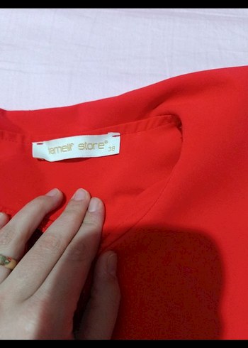 Düğmeli Kırmızı Vintage Kadın Gömlek - Görsel 3