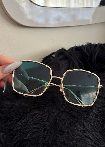 Koyu Yeşil Kürklü Kadın Güneş Gözlüğü - Görsel 3