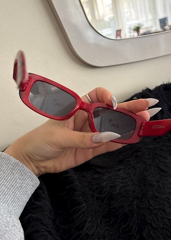 Kırmızı Fermuarlı Grunge Punk Kadın Gözlüğü - Görsel 3