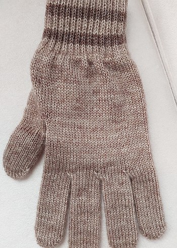 erkek Kahverengi Örgü Yün Eldiven - Görsel 2