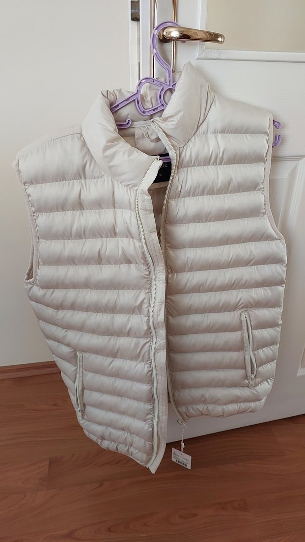 Beyaz Fermuarlı Kısa erkek Yelek - Görsel 4