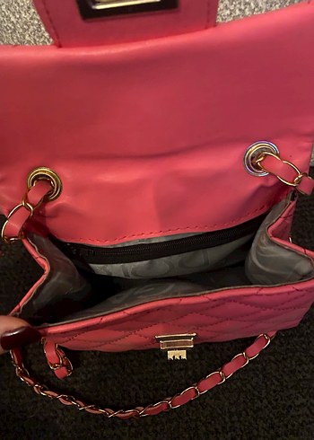 Pembe Deri kadın çanta - Görsel 2