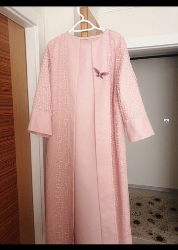 Pembe özel dikim sıfır abiye elbise