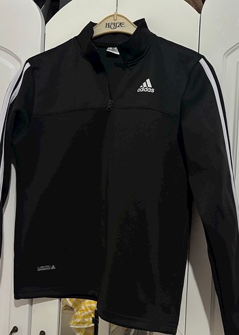Adidas Siyah Yarim Fermuarli Spor Ceket