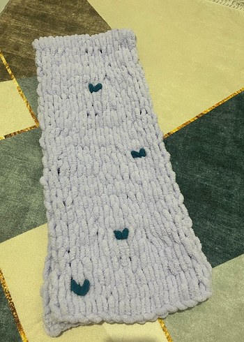 Nakışlı lila atkı - Görsel 3