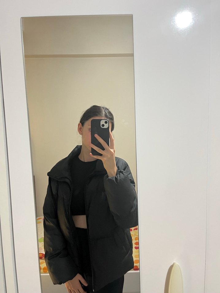 Siyah Kadın Midi Kış Montu Yüksek Yaka - Görsel 3