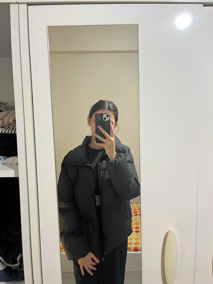 Siyah Kadın Midi Kış Montu Yüksek Yaka - Görsel 4