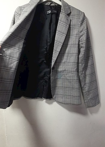 36 Beden Zara Gri Kareli Kadın Blazer Ceket