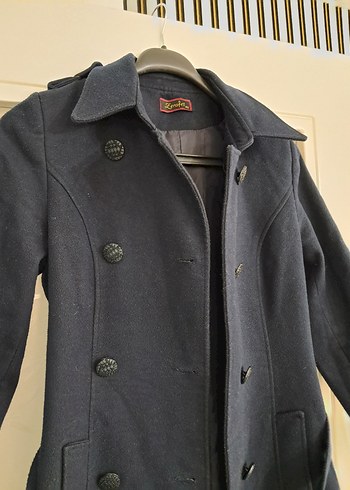 Lacivert çift düğmeli kaban - Görsel 3