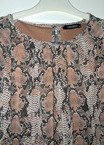 Kadın Kahverengi Yılan Desenli Midi Elbise - Görsel 6