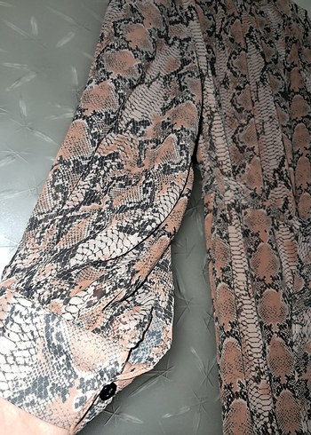 Kadın Kahverengi Yılan Desenli Midi Elbise - Görsel 5