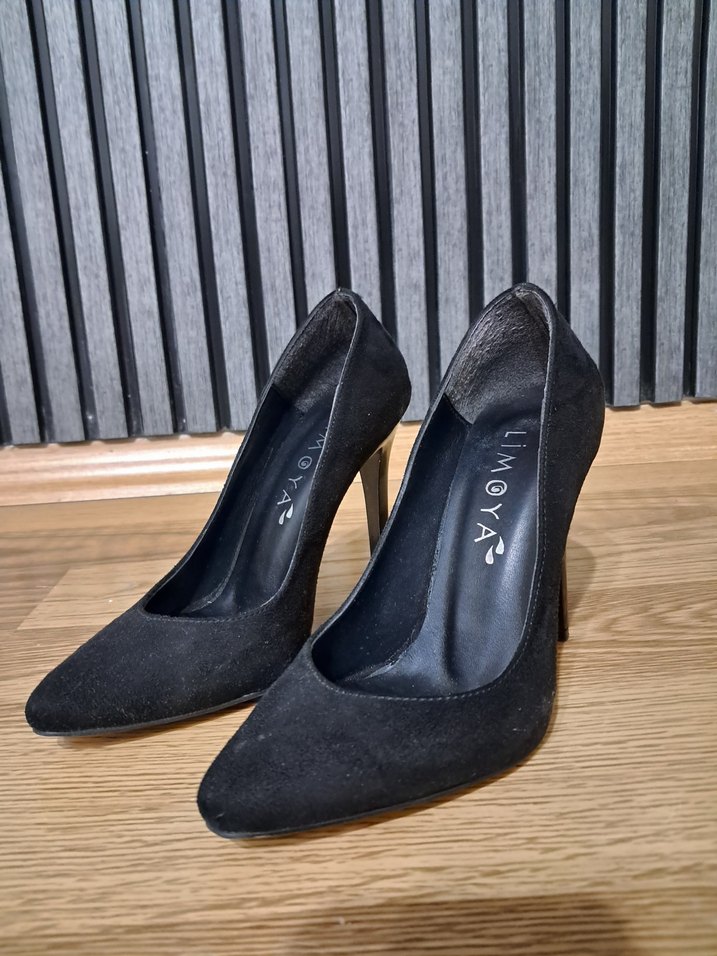 Siyah Süet Stiletto Topuklu Kadın Ayakkabı - Görsel 4