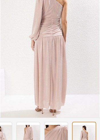 Pudra Bel Detaylı Abiye Elbise - Görsel 3