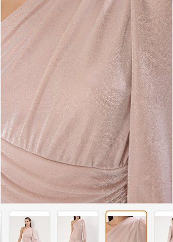 Pudra Bel Detaylı Abiye Elbise - Görsel 4