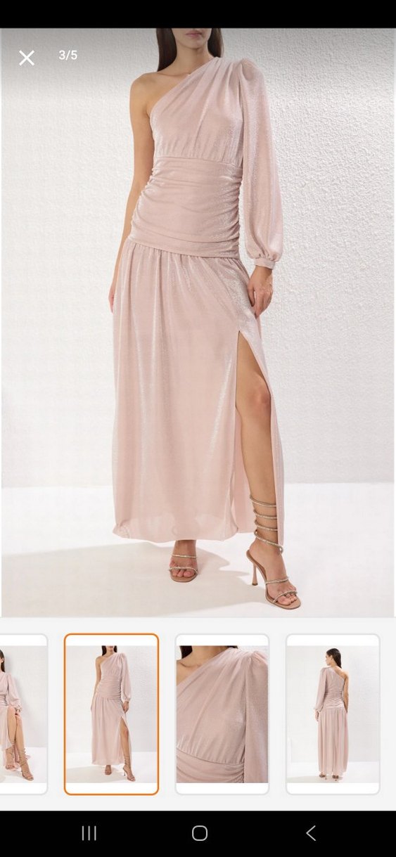 Pudra Bel Detaylı Abiye Elbise - Görsel 2