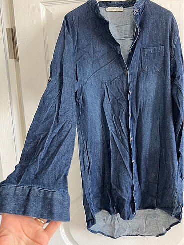 Zara Bayan jean tunik gömlek