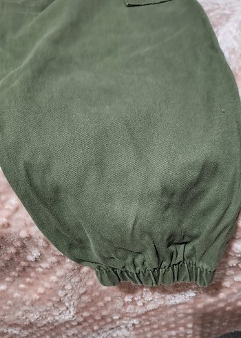 Kadın Haki Pamuk Rahat Kesim Pantolon - Görsel 2