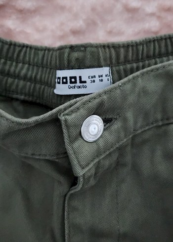 Kadın Haki Pamuk Rahat Kesim Pantolon - Görsel 4