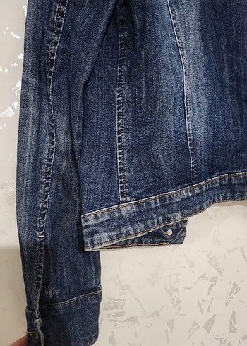 Düğmeli Lacivert Kadın Denim Ceket - Görsel 3