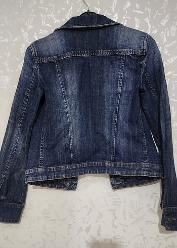 Düğmeli Lacivert Kadın Denim Ceket - Görsel 2