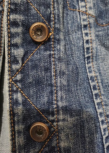 Düğmeli Lacivert Kadın Denim Ceket - Görsel 5