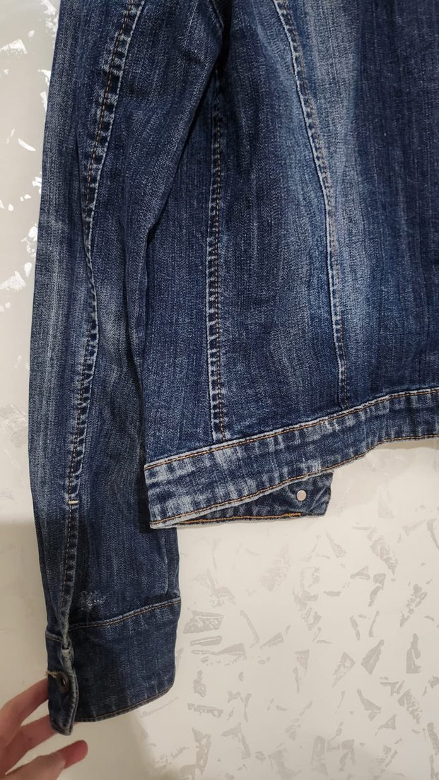 Düğmeli Lacivert Kadın Denim Ceket - Görsel 3