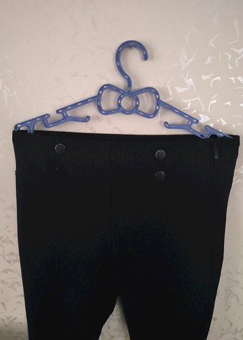 Düğmeli Siyah Kadın Denim Pantolon - Görsel 2