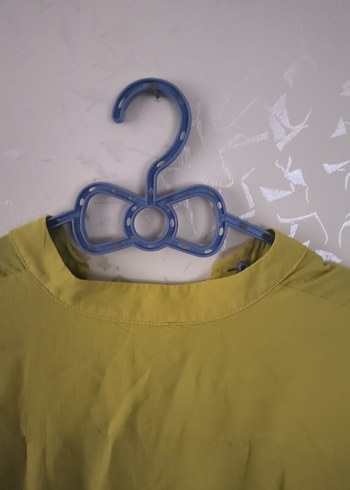 Sarı Kısa Kollu Keten Tişört - Görsel 8