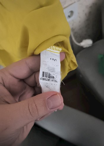 Sarı Kısa Kollu Keten Tişört - Görsel 6