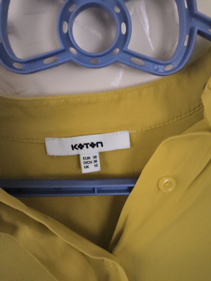 Sarı Kısa Kollu Keten Tişört - Görsel 5