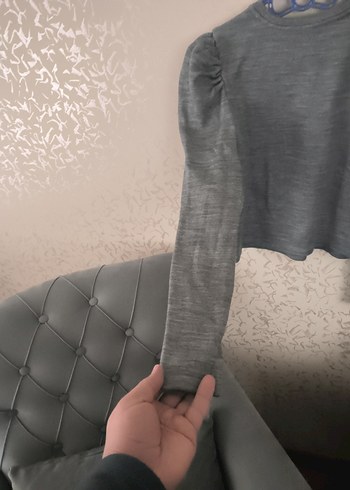 Gri Kadın Triko Uzun Kollu Kazak - Görsel 7