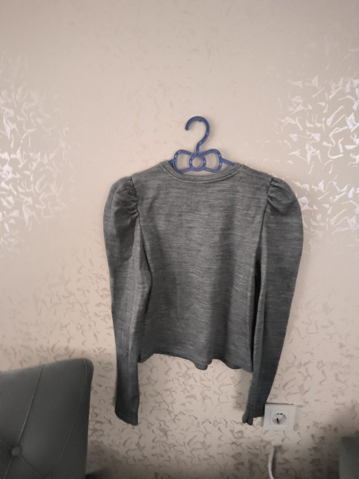 Gri Kadın Triko Uzun Kollu Kazak - Görsel 5