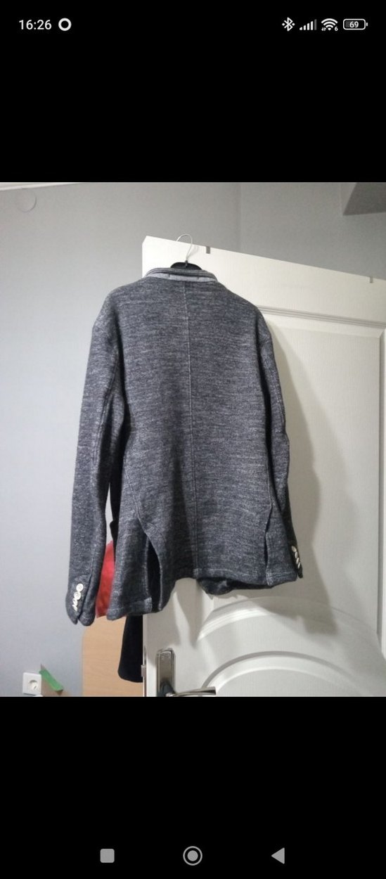 Gri Erkek Keten Düğmeli Ceket - Görsel 2