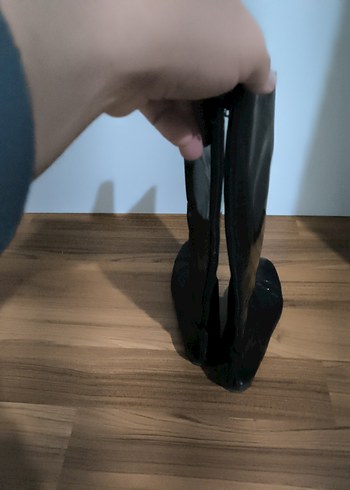 Siyah Rugan Dizüstü Stiletto Topuklu Botlar - Görsel 5