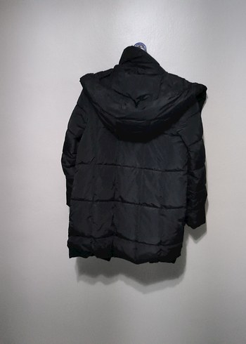 Siyah Kapüşonlu Kadın Kış Montu - Görsel 8