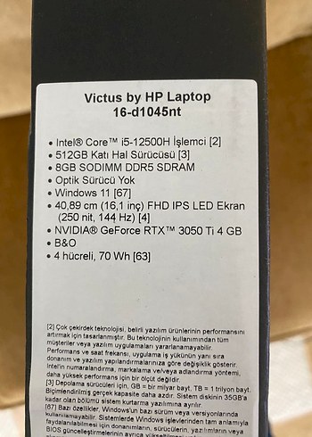 HP VİCTUS 16 - İ5 12500H / RTX 3050Tİ / 8 GB RAM / 512 GB SSD - Görsel 6