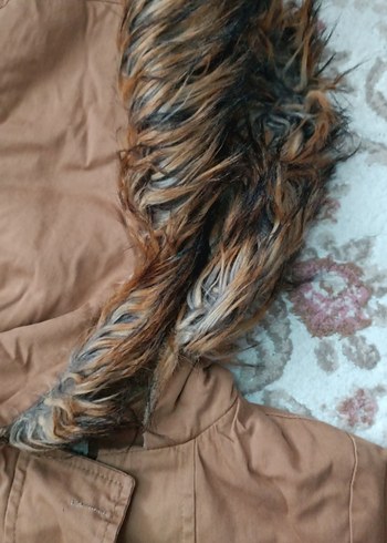 Düğmeli fermuarlı açık taba   Uzunluk 120 cm  Kadın parka mont - Görsel 5