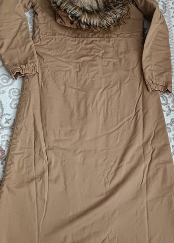 Düğmeli fermuarlı açık taba   Uzunluk 120 cm  Kadın parka mont - Görsel 3