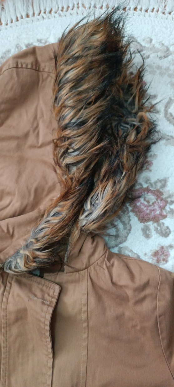 Düğmeli fermuarlı açık taba   Uzunluk 120 cm  Kadın parka mont - Görsel 5