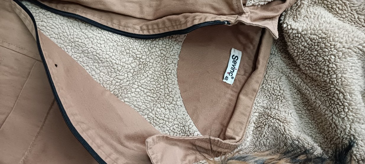 Düğmeli fermuarlı açık taba   Uzunluk 120 cm  Kadın parka mont - Görsel 4