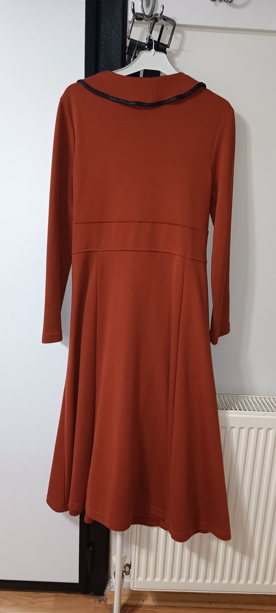 Düğmeli kiremit rengi  Uzun hırka kap - Görsel 2