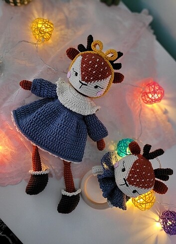Amigurumi geyik bebek set