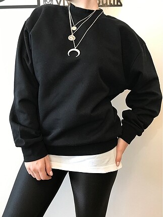 Siyah Oversize Orjinal Sweatshirt