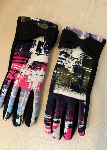 Renkli Kadın Eldiveni Velcro Detaylı - Görsel 2