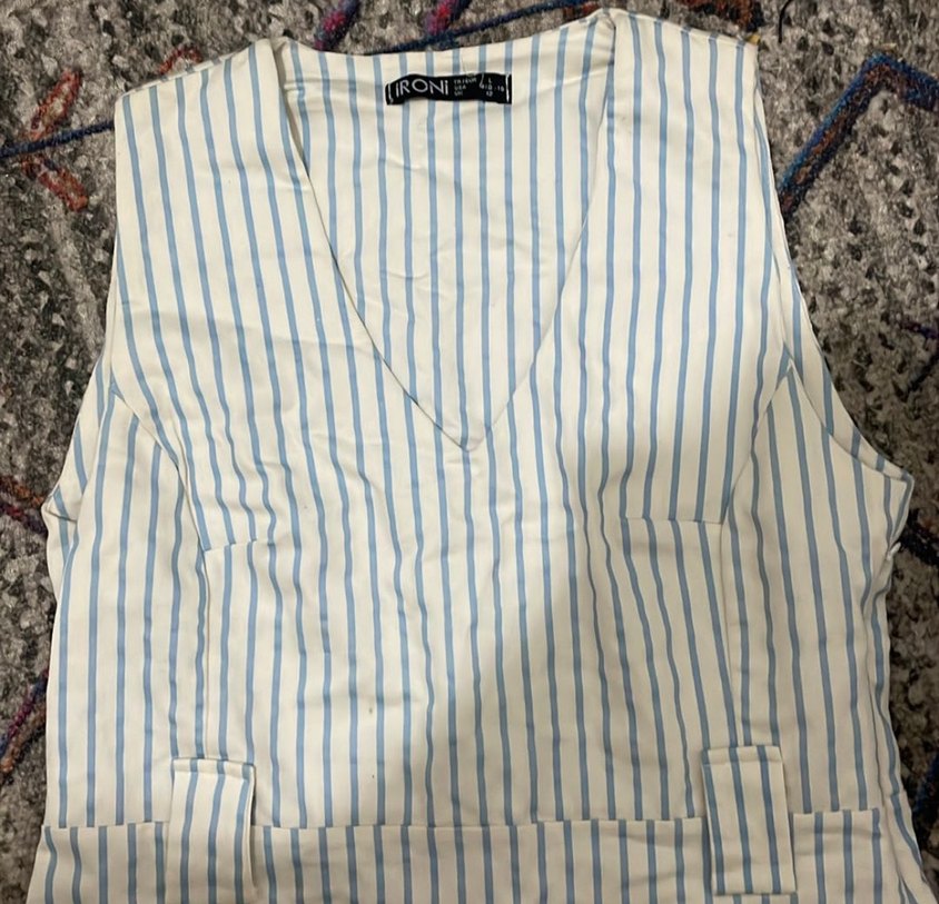 Beyaz Çizgili elbise - Görsel 3