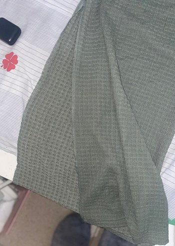 Yeşil Pilili Rahat Kesim Keten Kadın Pantolon - Görsel 4