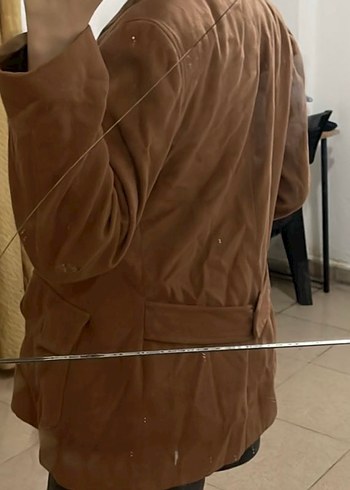 Düğmeli Süet Kadın Bej Blazer - Görsel 4