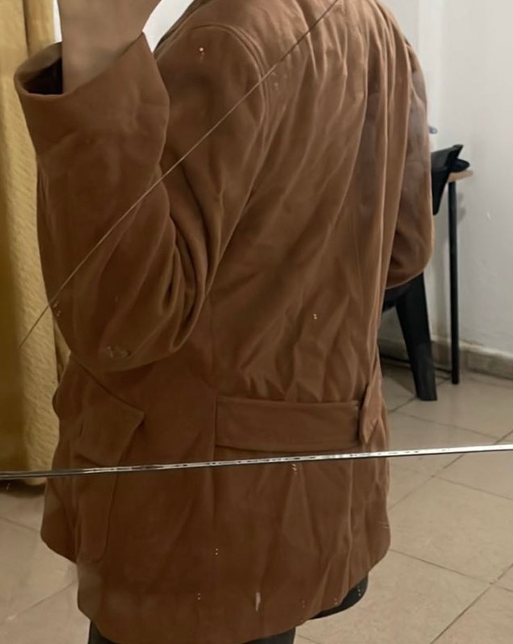 Düğmeli Süet Kadın Bej Blazer - Görsel 4