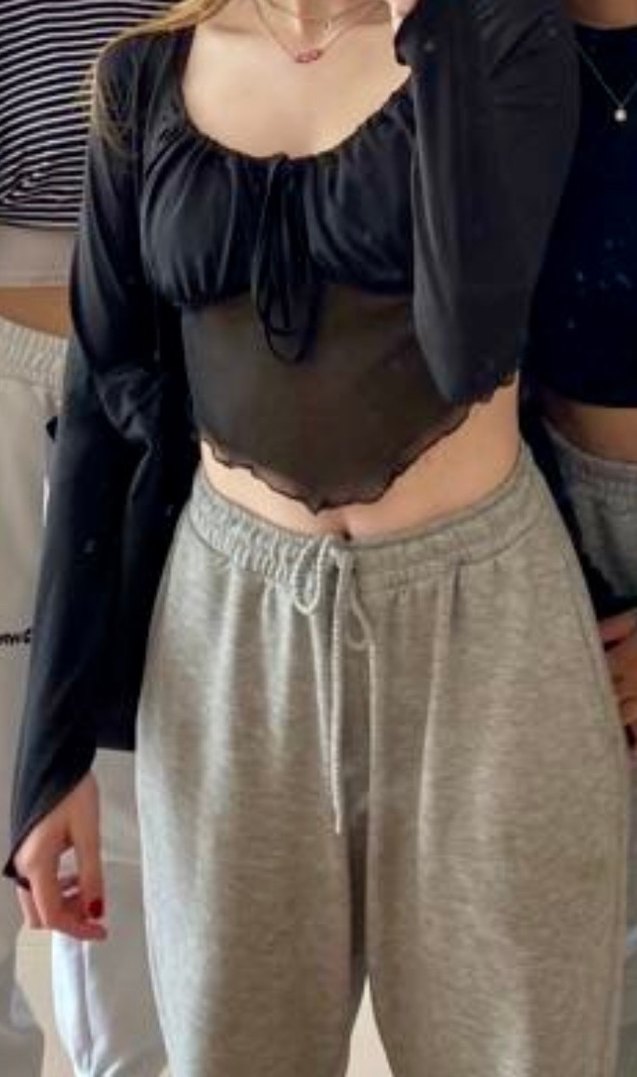 Siyah Crop Top - Görsel 2