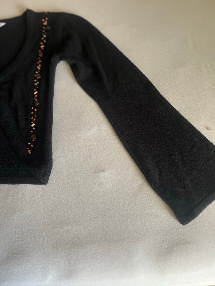 Siyah Boncuk İşlemeli Uzun Kollu Bolero - Görsel 3